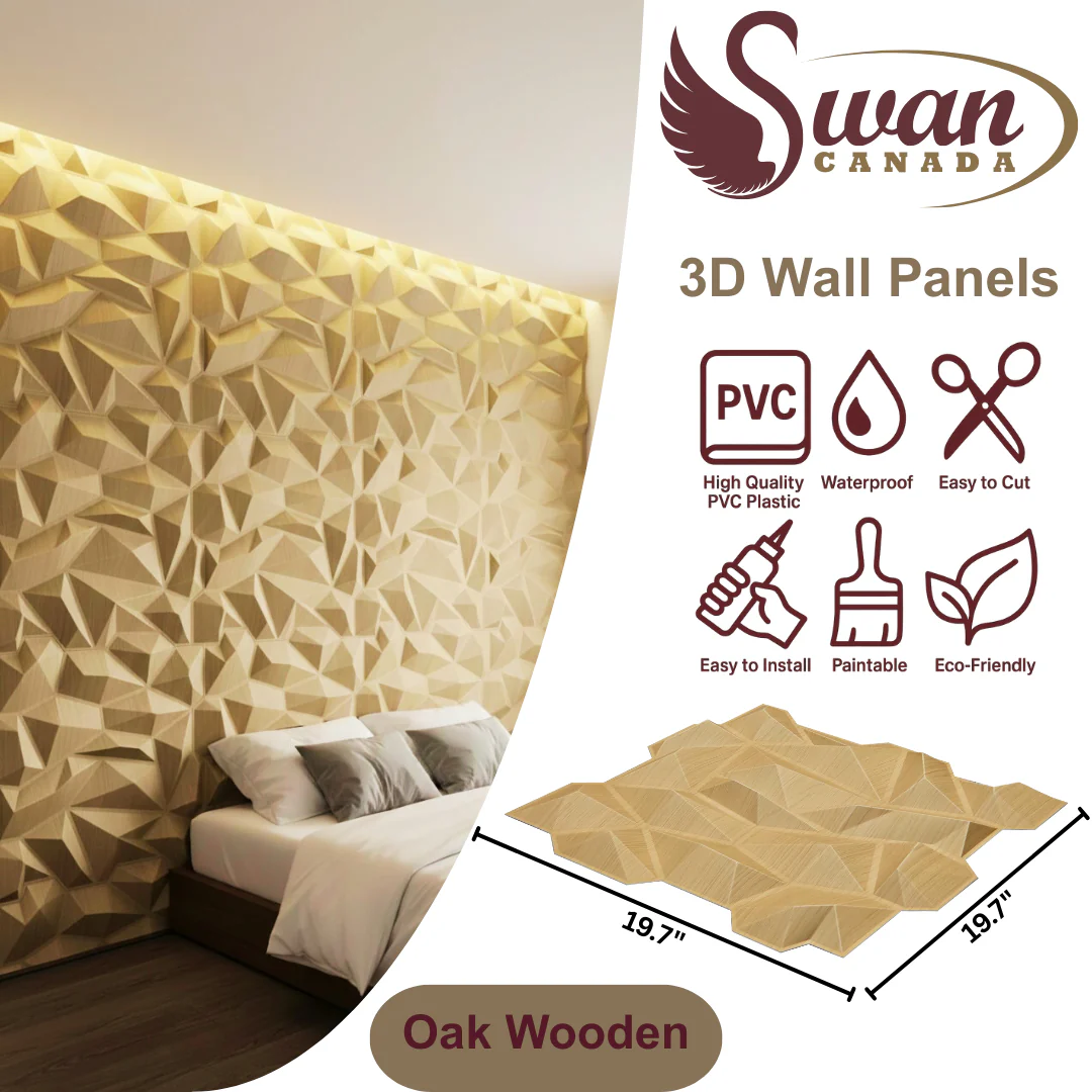 3D Wall Panels, Oak Wooden, 19.7" x 19.7" - Image 2