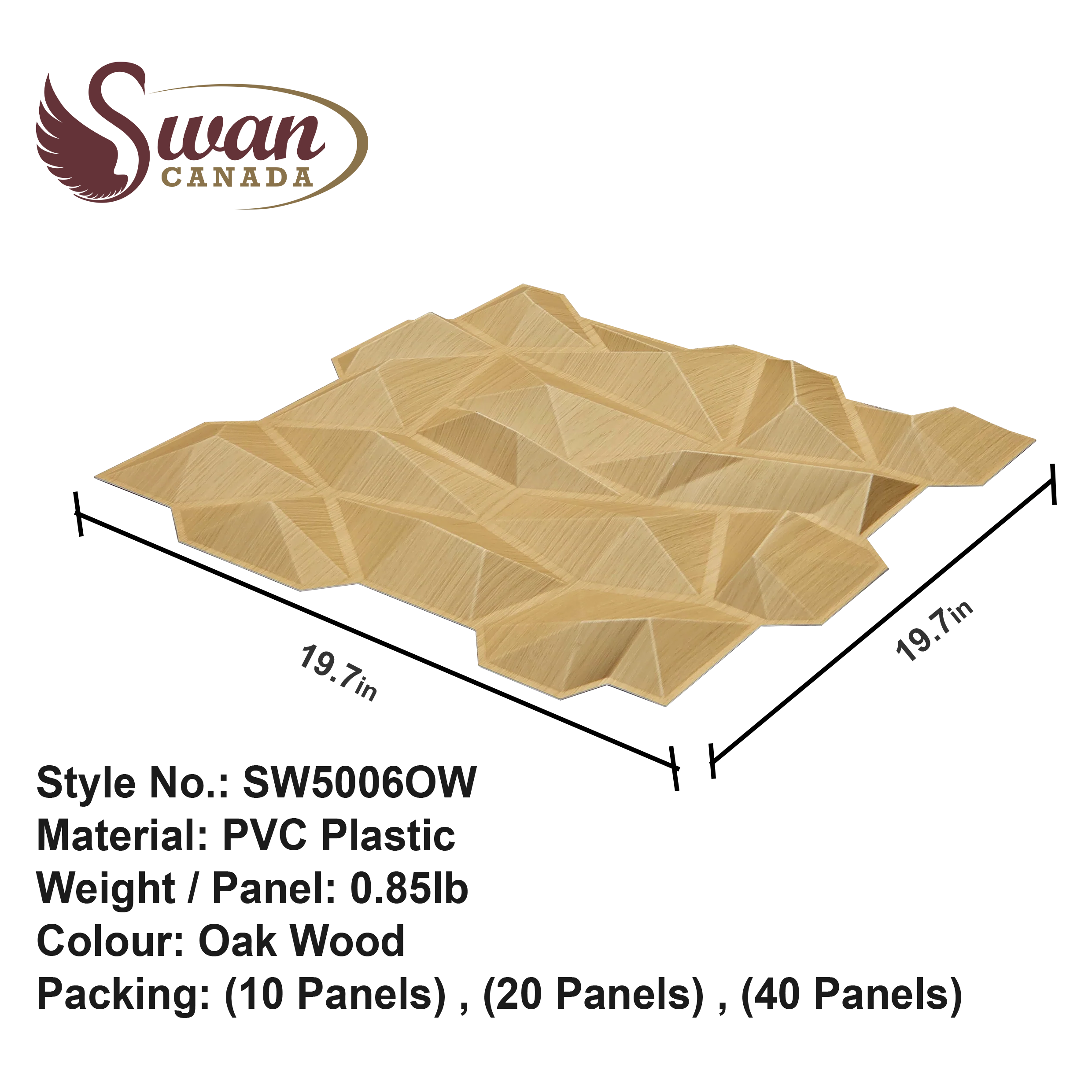 3D Wall Panels, Oak Wooden, 19.7" x 19.7" - Image 3