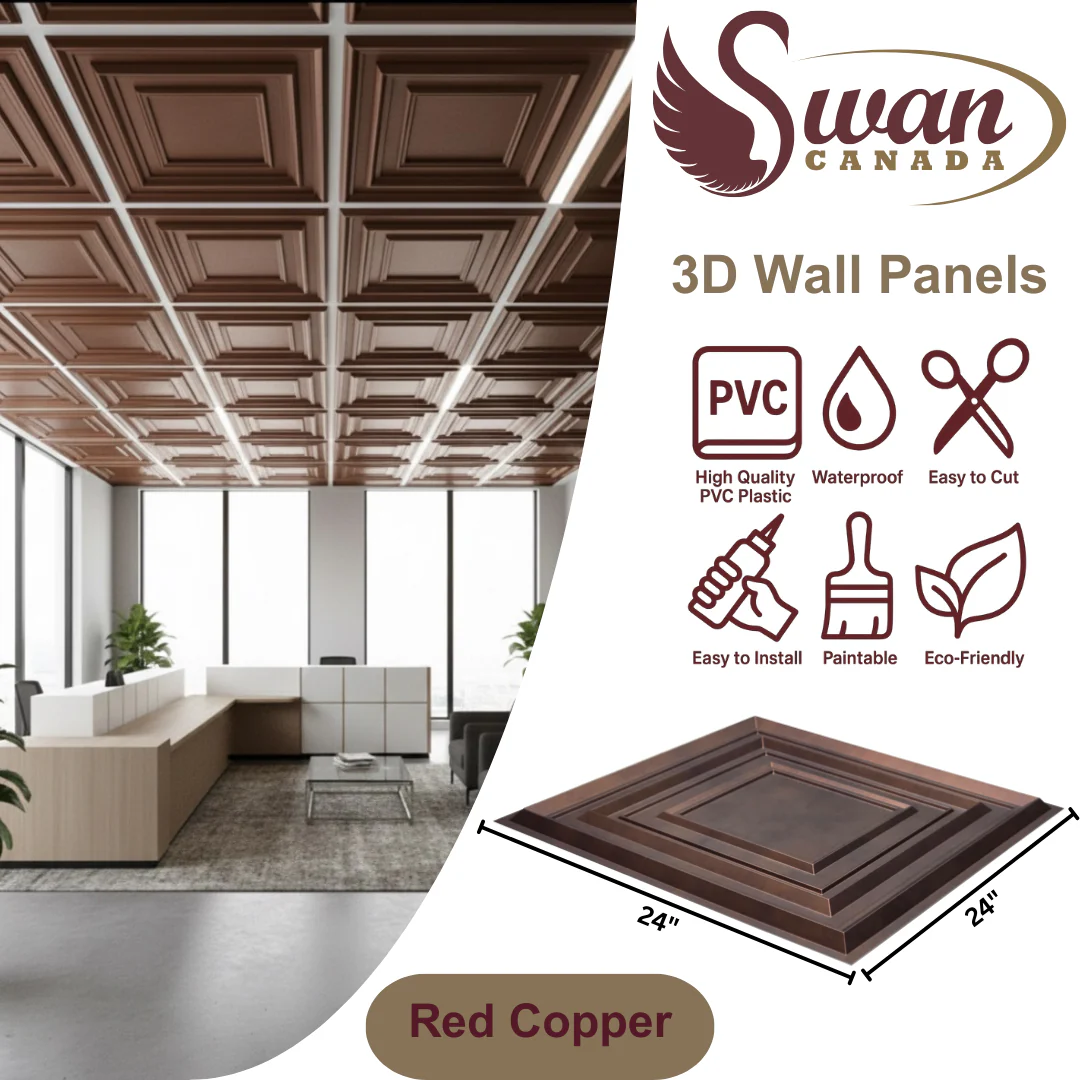 3D Wall Panels, Red Copper, 24" x 24" - Image 2