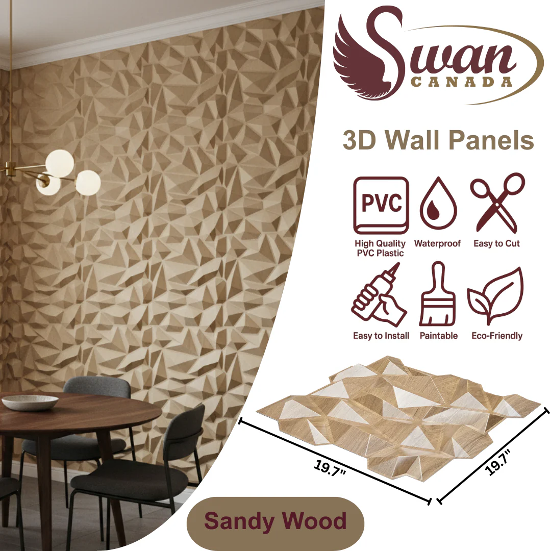 3D Wall Panels, Sandy Wood, 19.7" x 19.7" - Image 2