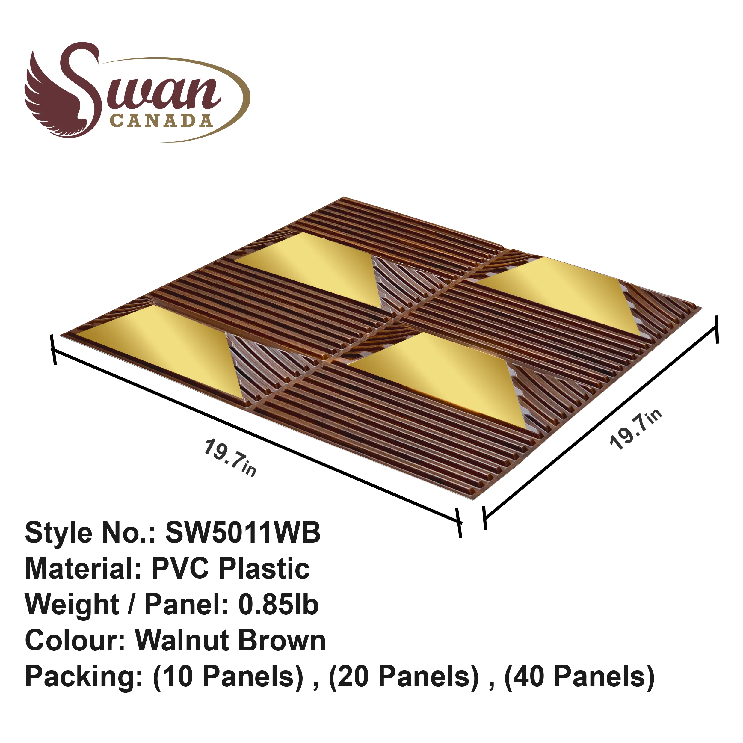 3D Wall Panels, Walnut Brown, 19.7" x 19.7" - Image 4