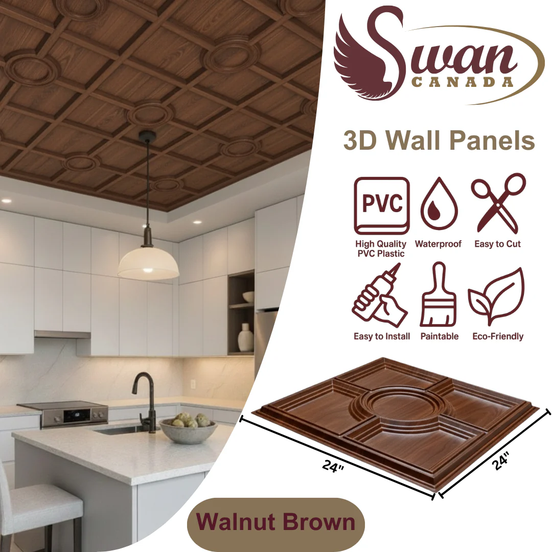 3D Wall Panels, Walnut Brown, 24" x 24" - Image 2