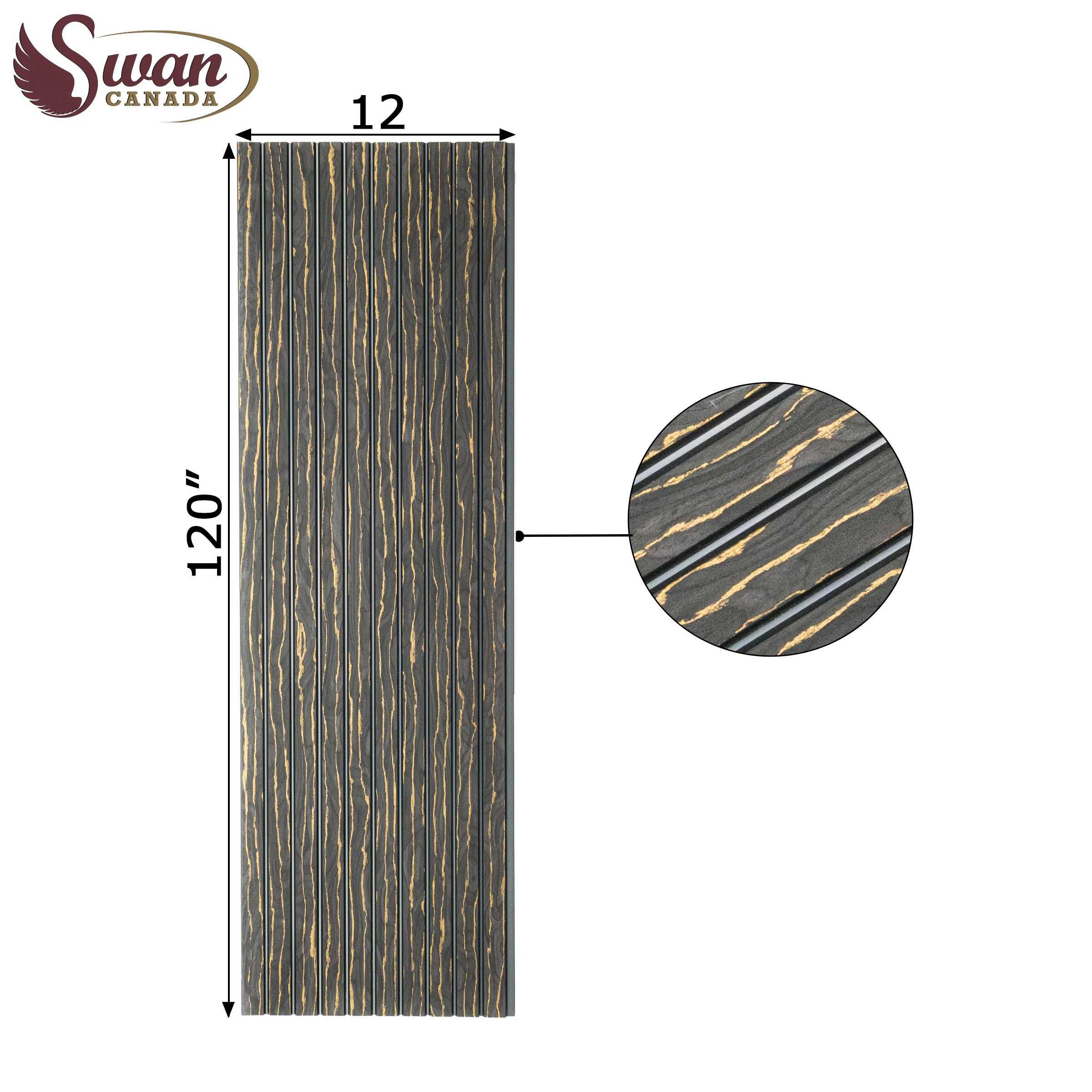 PS Fluted Panels, Brown Oak, 10 Panels x 10 feet long. - Image 3