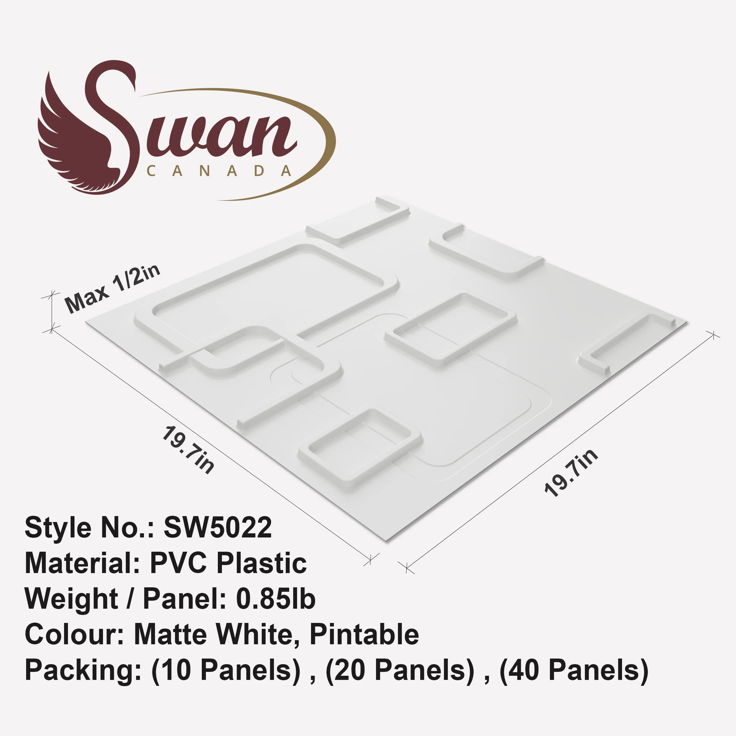 3D Wall Panels, United Style, 19.7" x 19.7" - Image 6