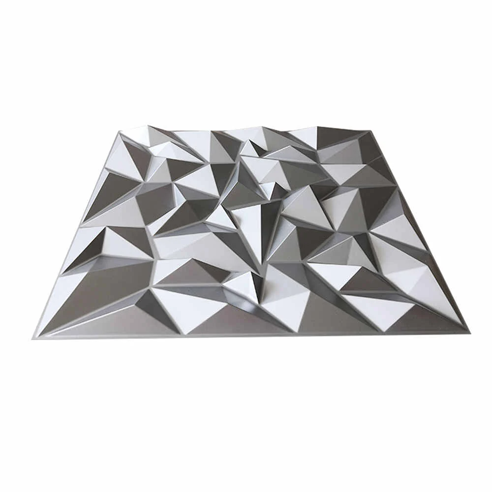 3D Wall Panels, Glossy Silver, 19.7" x 19.7" - Image 5