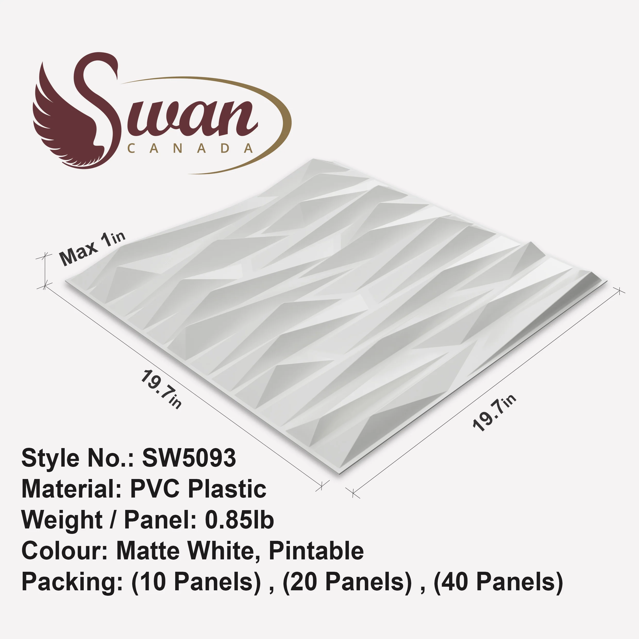 3D Wall Panels, Trendy style, 19.7" x 19.7" - Image 3