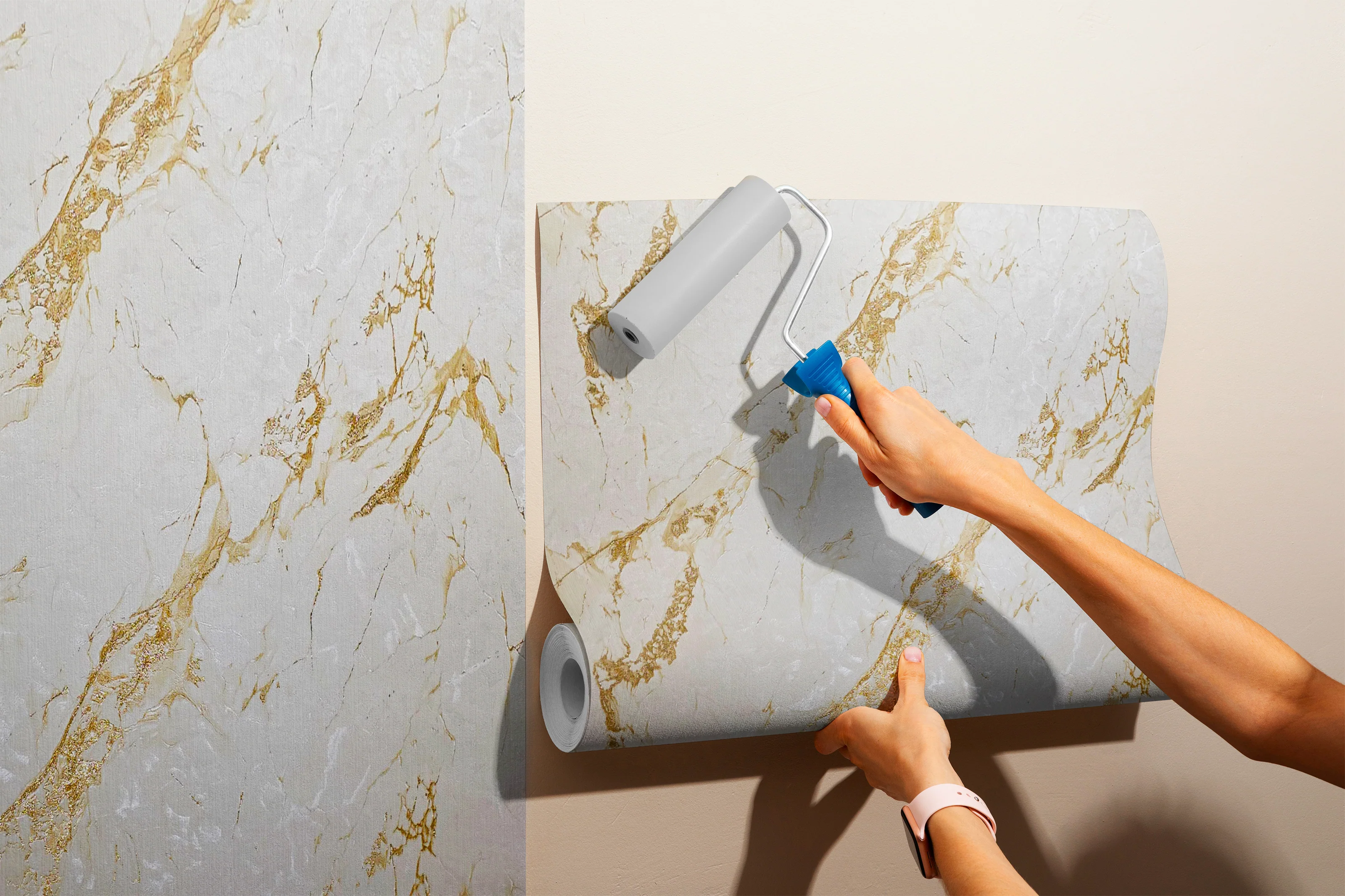 Swan Wallpaper, Marbled Veins, 42in X 610in. 1 Roll - Image 6