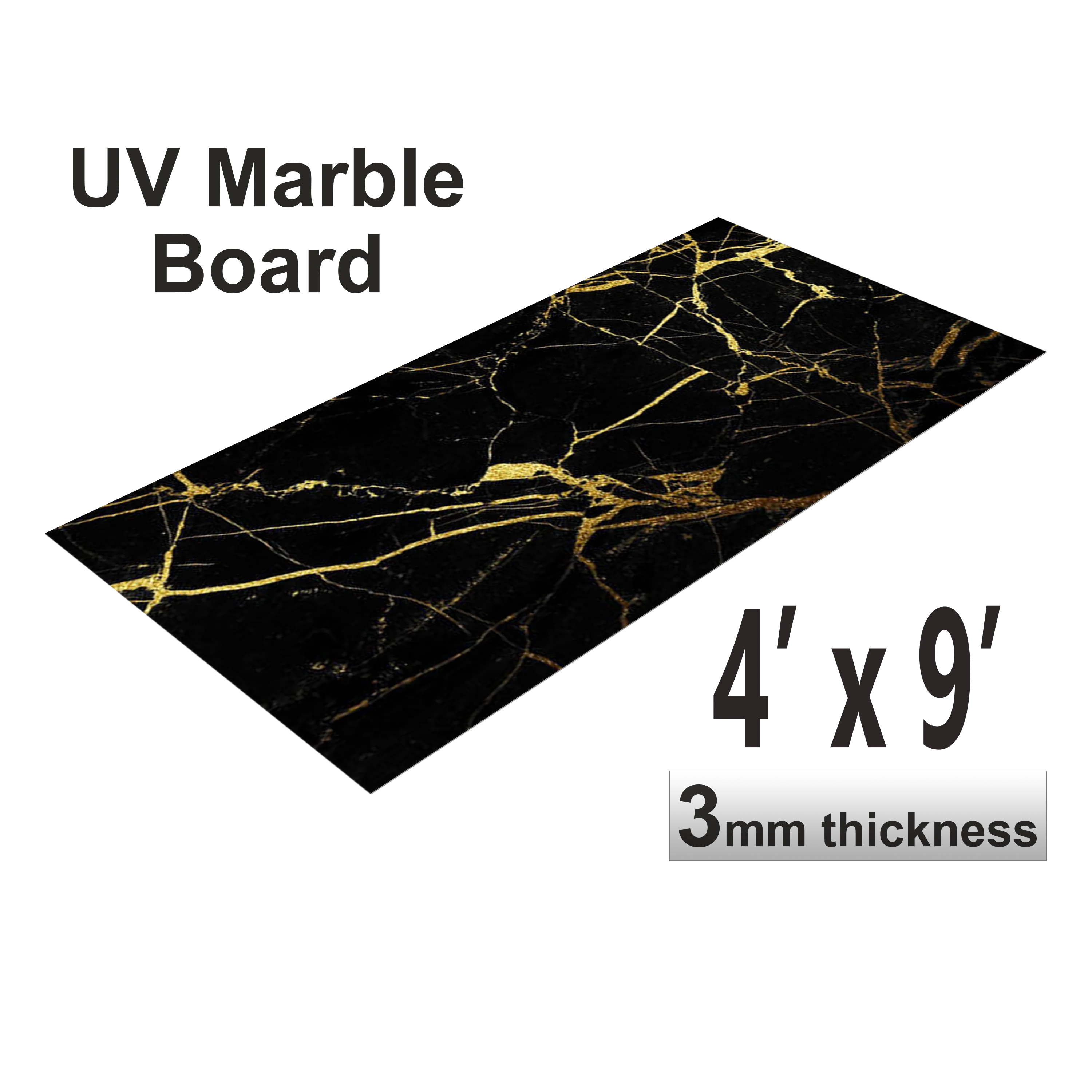 UV Marble Sheets, Black Gold Veined , 1 Sheet, 4 X 9 Feet - Image 3