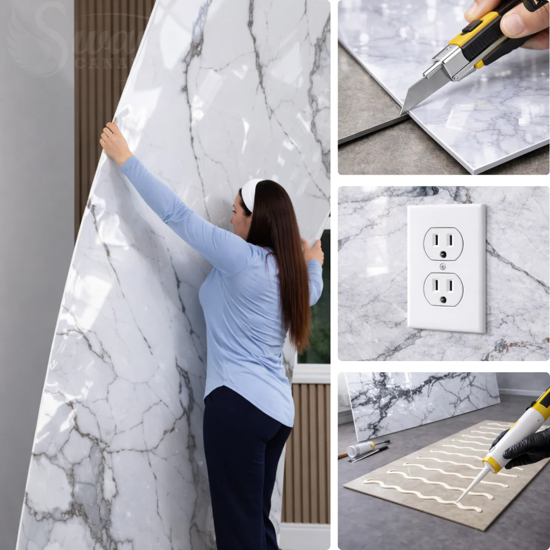 UV Marble Sheets, Ivory Marble, 1 Sheet, 4 X 9 Feet - Image 5