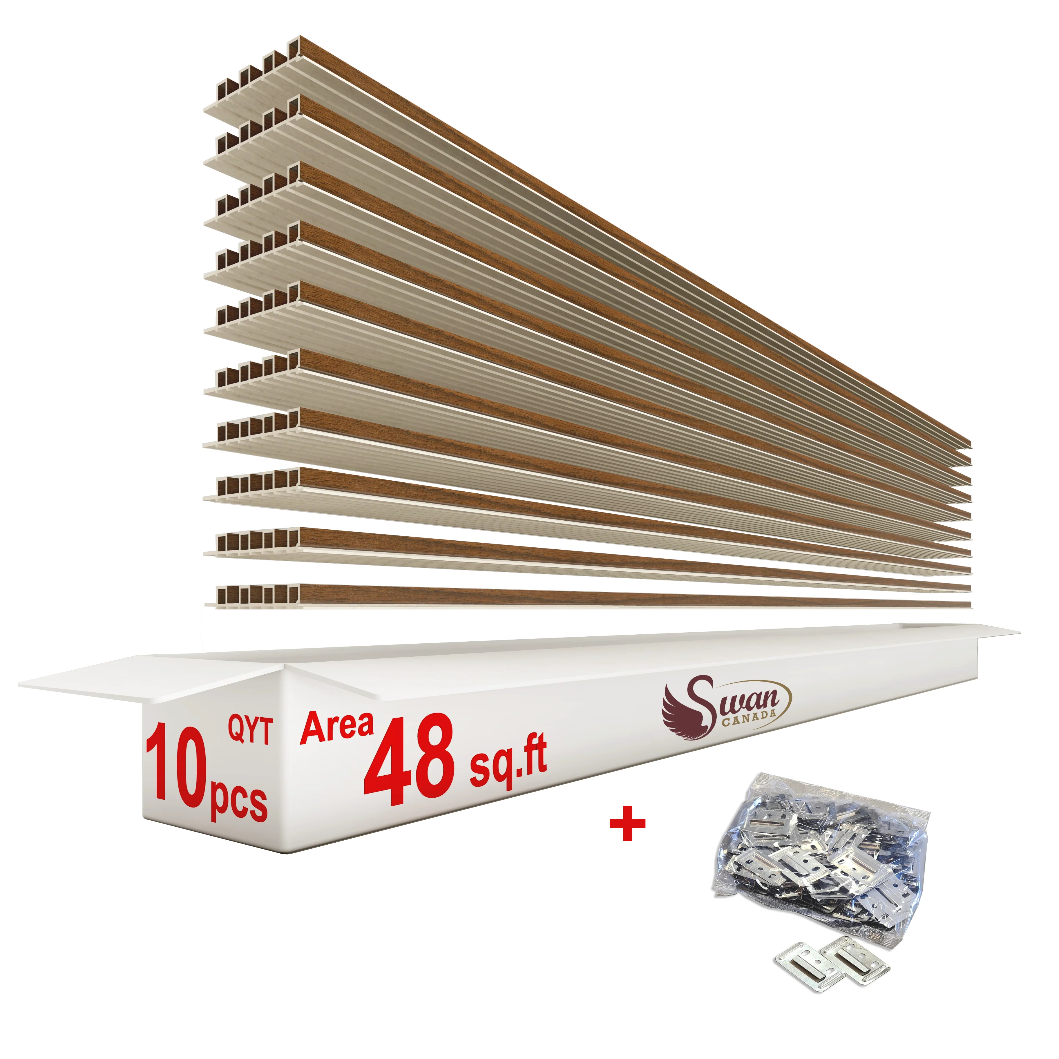WPC Fluted Panels, Ash Wood, 10 Panels x 9 feet long. - Image 2