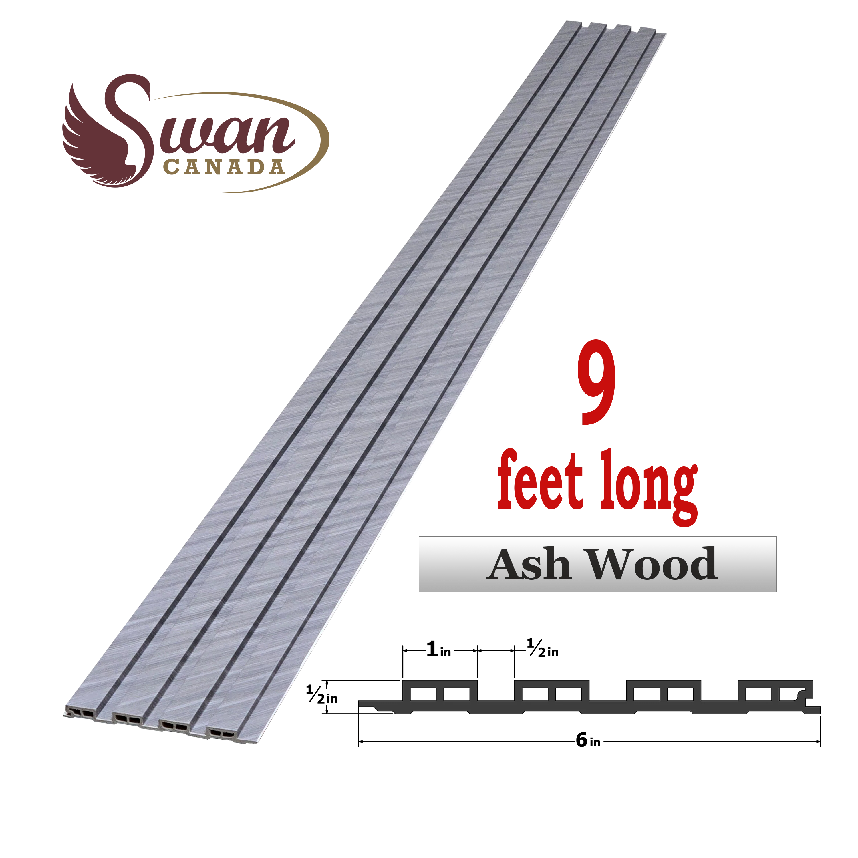 WPC Fluted Panels, Ash Wood, 10 Panels x 9 feet long. - Image 4