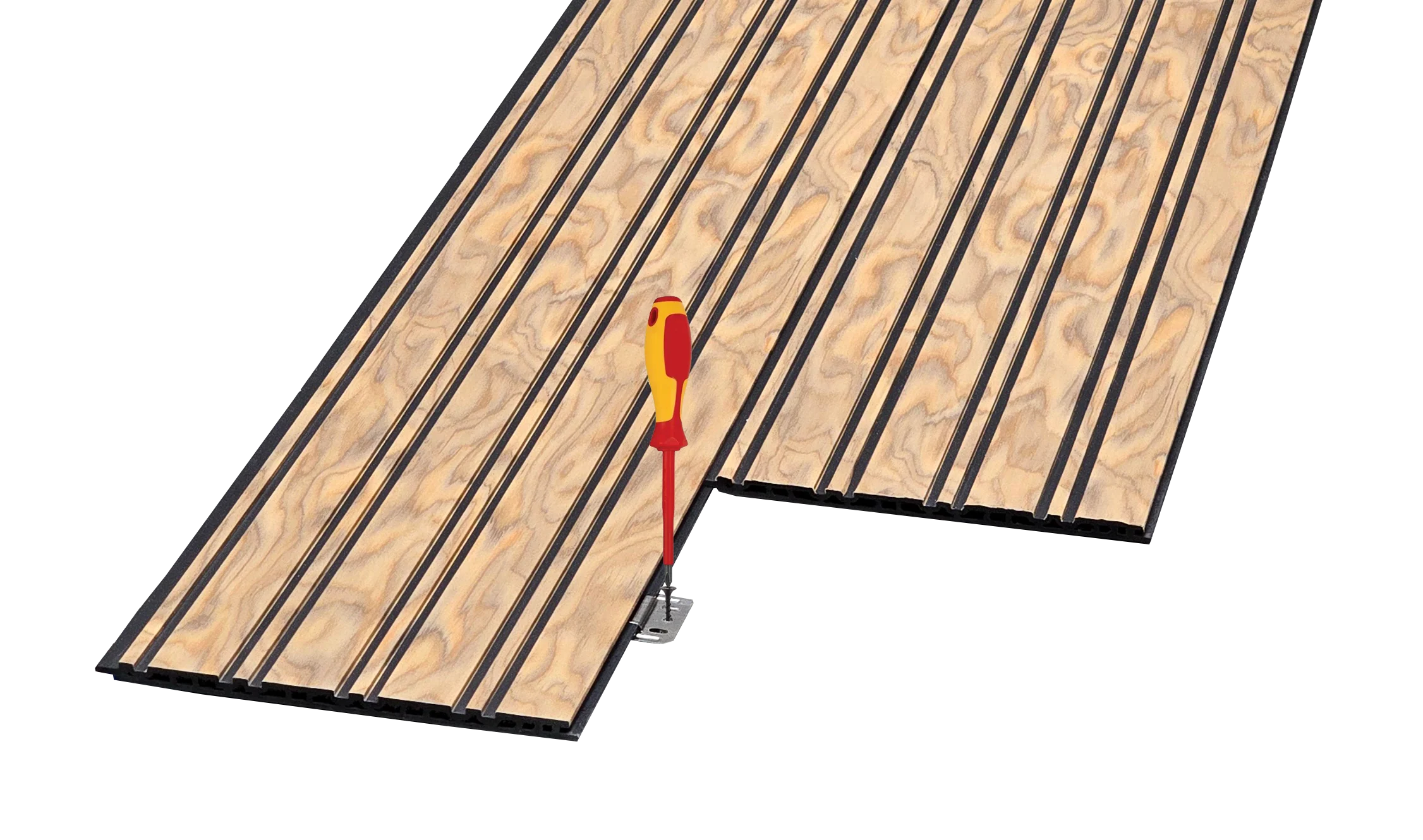 WPC Fluted Panels, Golden Wood, 10 Panels x 9 feet long. - Image 3