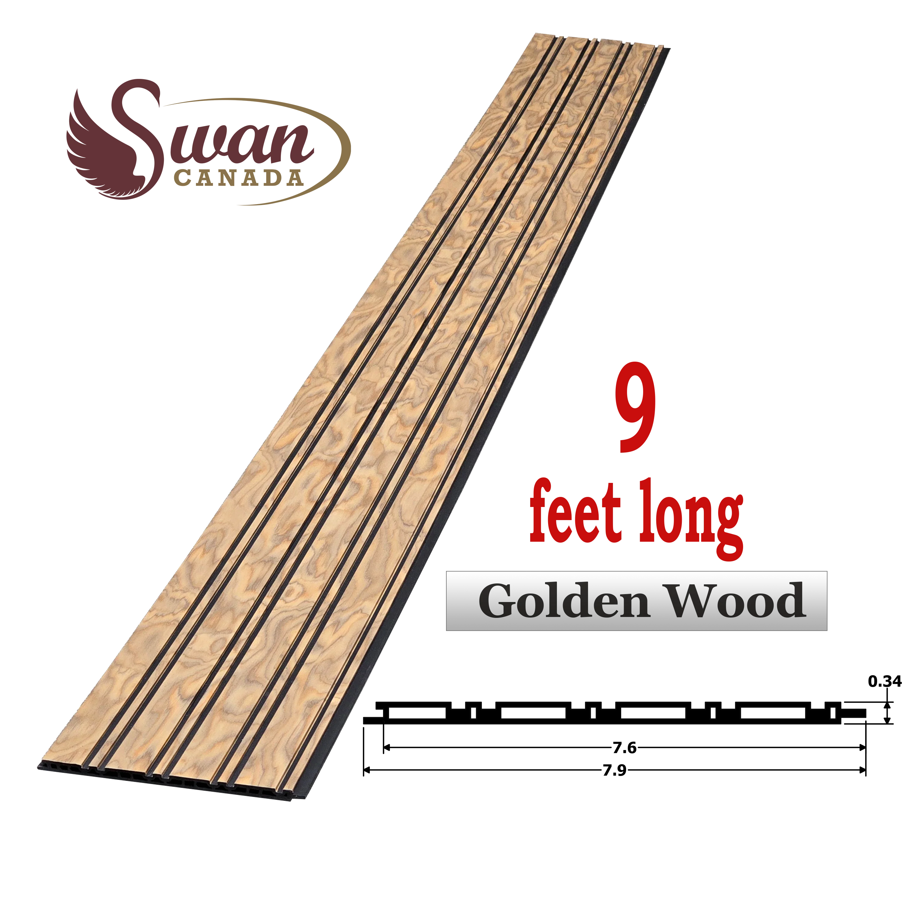 WPC Fluted Panels, Golden Wood, 10 Panels x 9 feet long. - Image 4