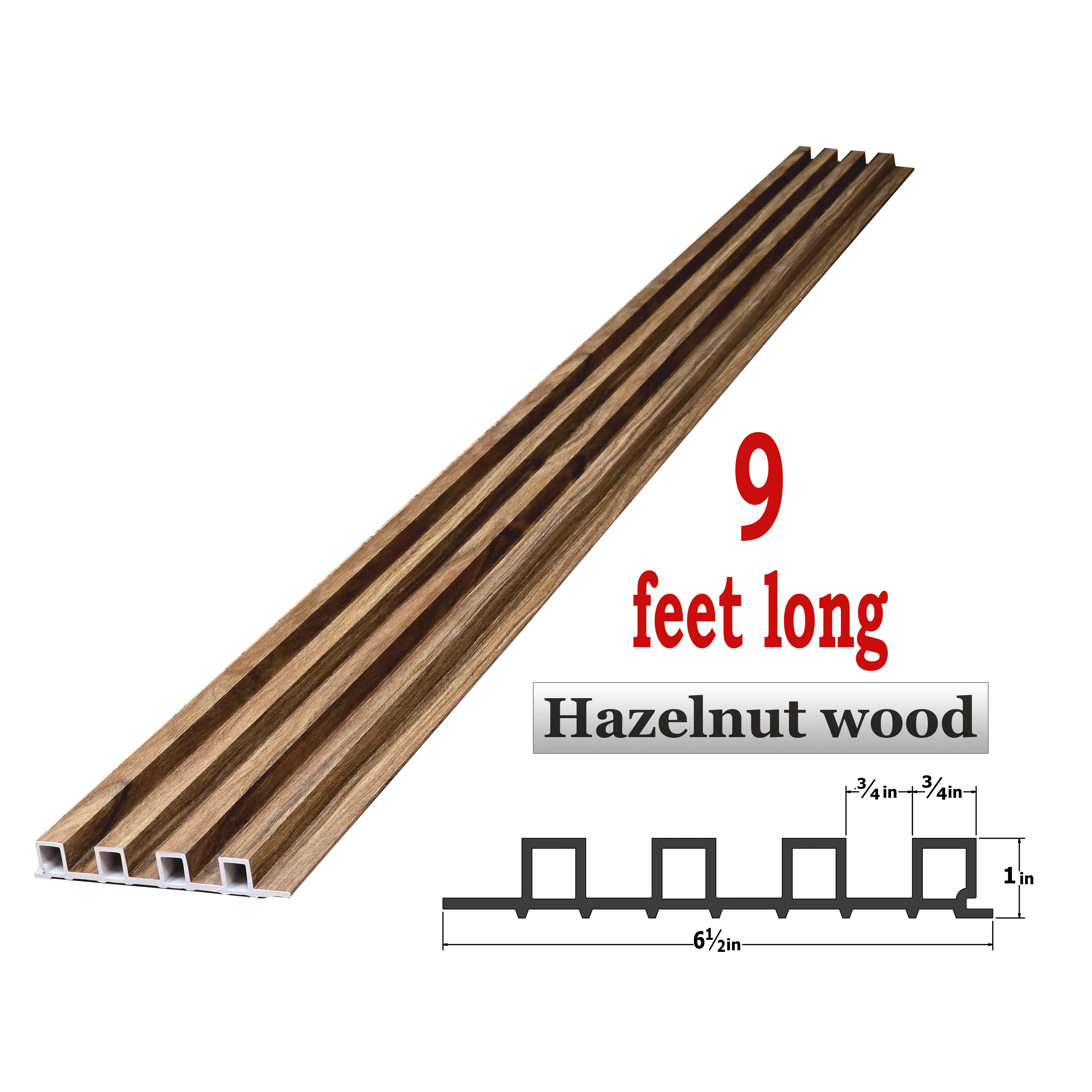 WPC Fluted Panels, Hazelnut Wood, 10 Panels x 9 feet long. - Image 4