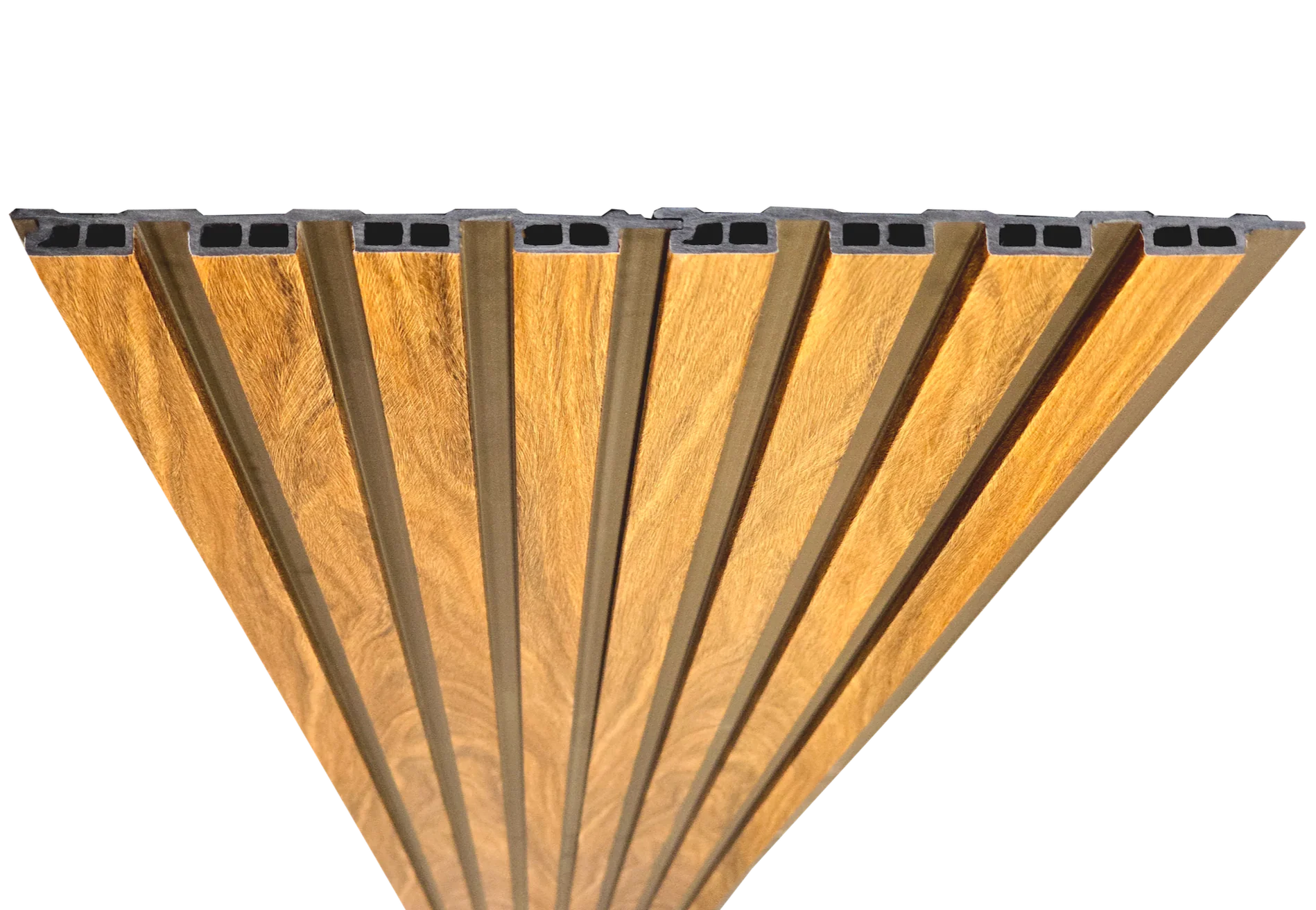 WPC Fluted Panels, Hazelnut Wood black, 10 Panels x 9 feet long. - Image 5