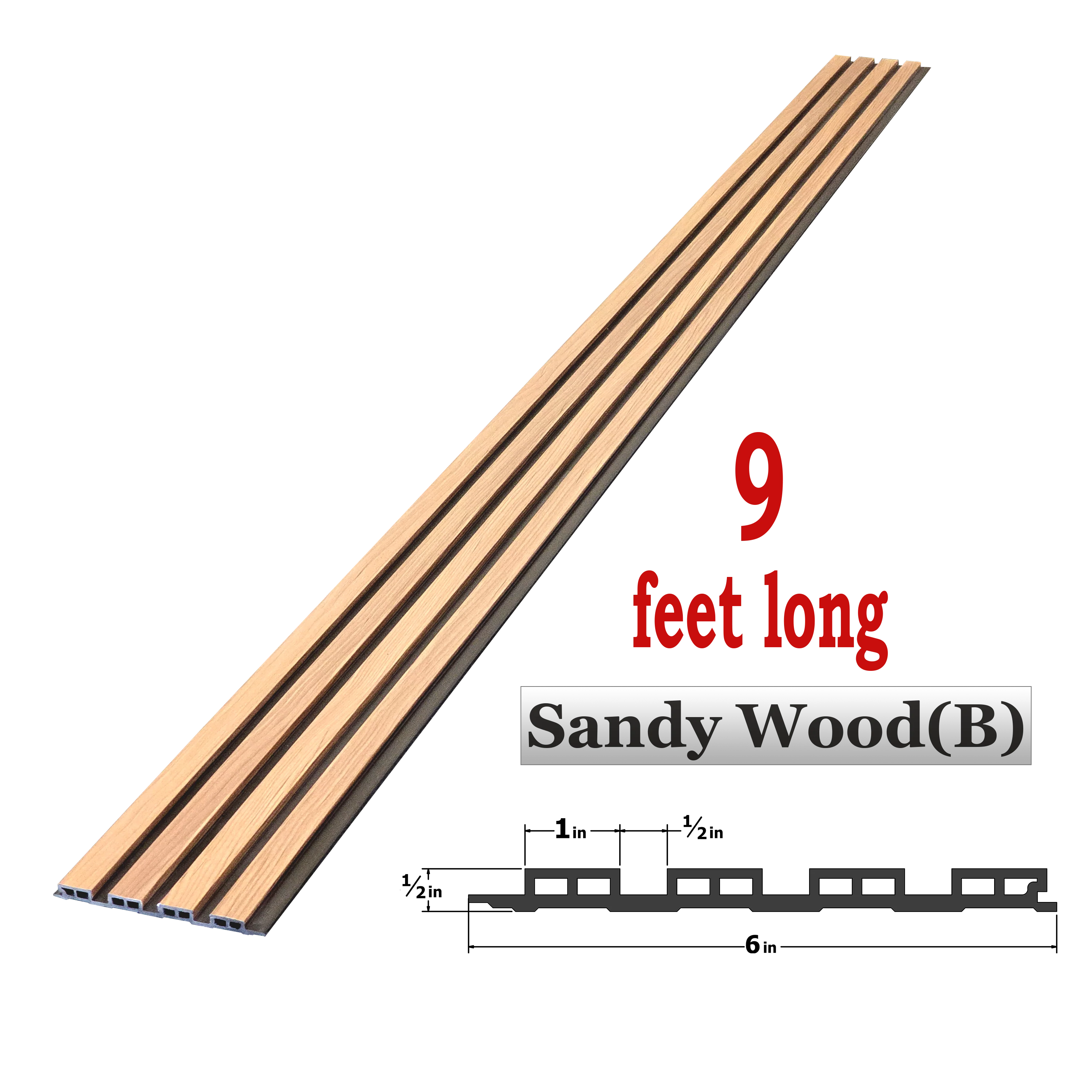 WPC Fluted Panels, Sandy Wood Black, 10 Panels x 9 feet long. - Image 4