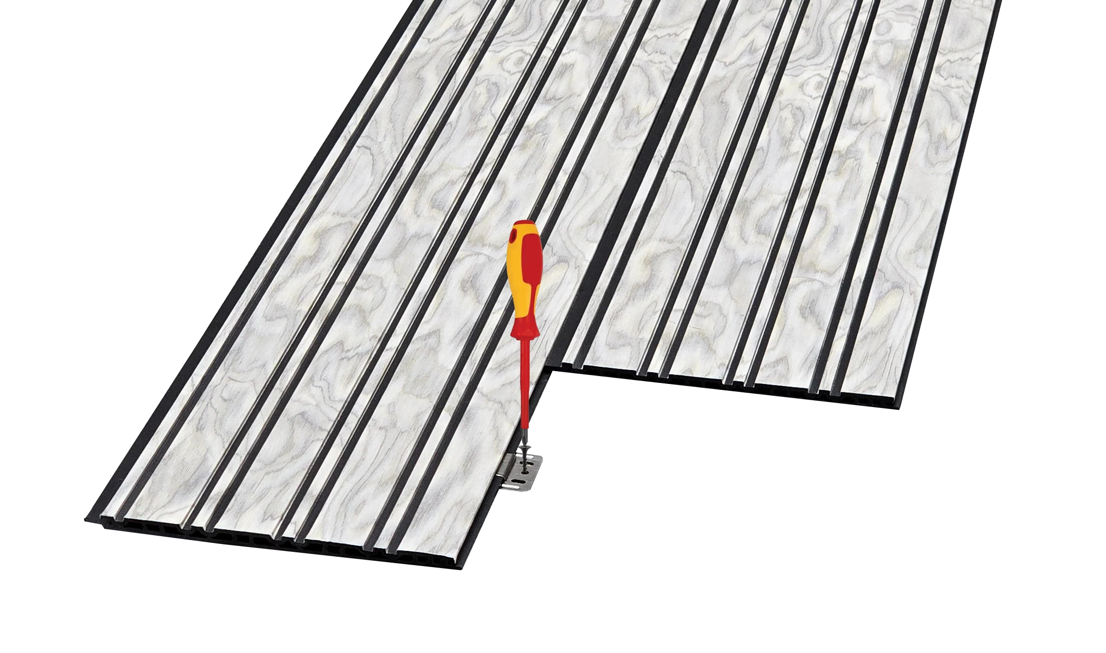 WPC Fluted Panels, Silver Wood, 10 Panels x 9 feet long. - Image 3