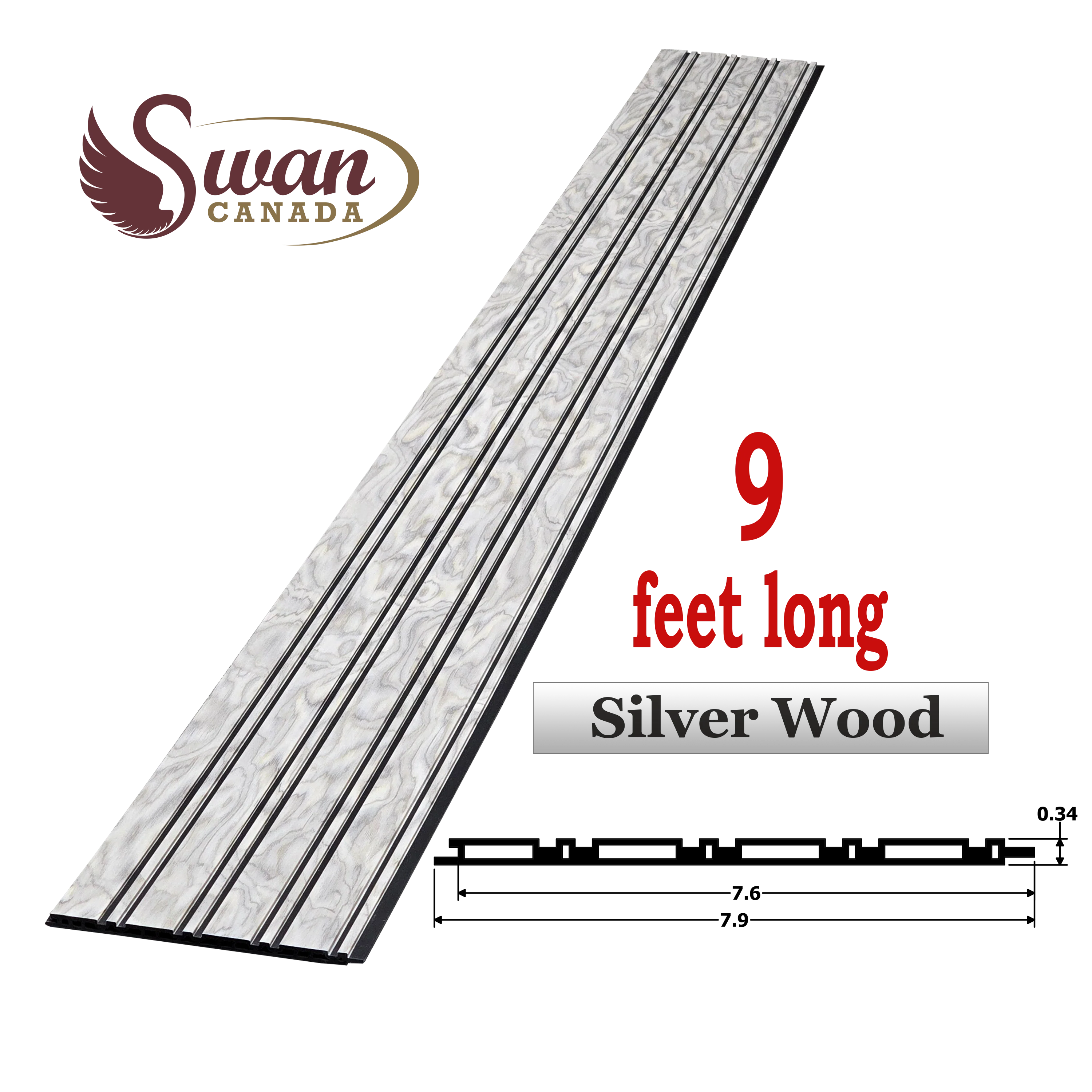 WPC Fluted Panels, Silver Wood, 10 Panels x 9 feet long. - Image 4